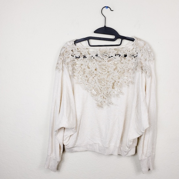 Meadow Rue Cream Floral Lace Back Sweater - Picture 6 of 8